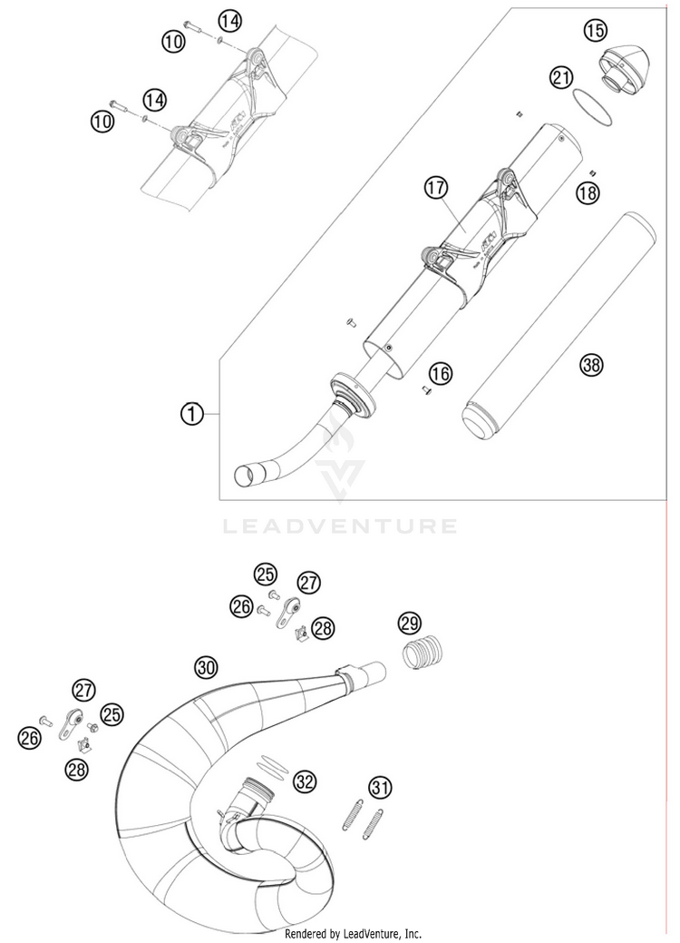 Exhaust System 250 XC Chassis - 2011 Schematic