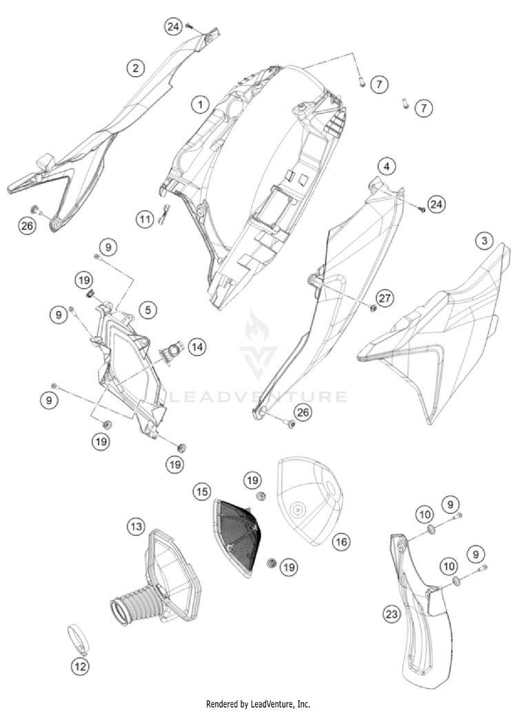 Air Filter 250 SX-F CHASSIS - 2025 Schematic