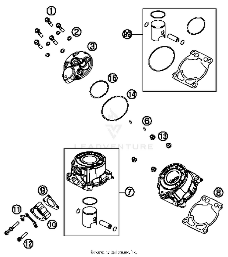 Cylinder, Cylinderhead 50 SX ENGINE - 2017 Schematic