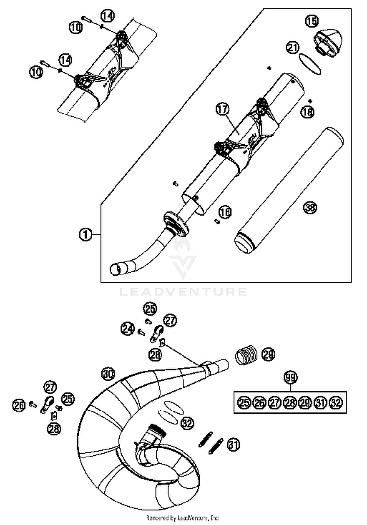 Exhaust System 250 XC Chassis - 2014 Schematic