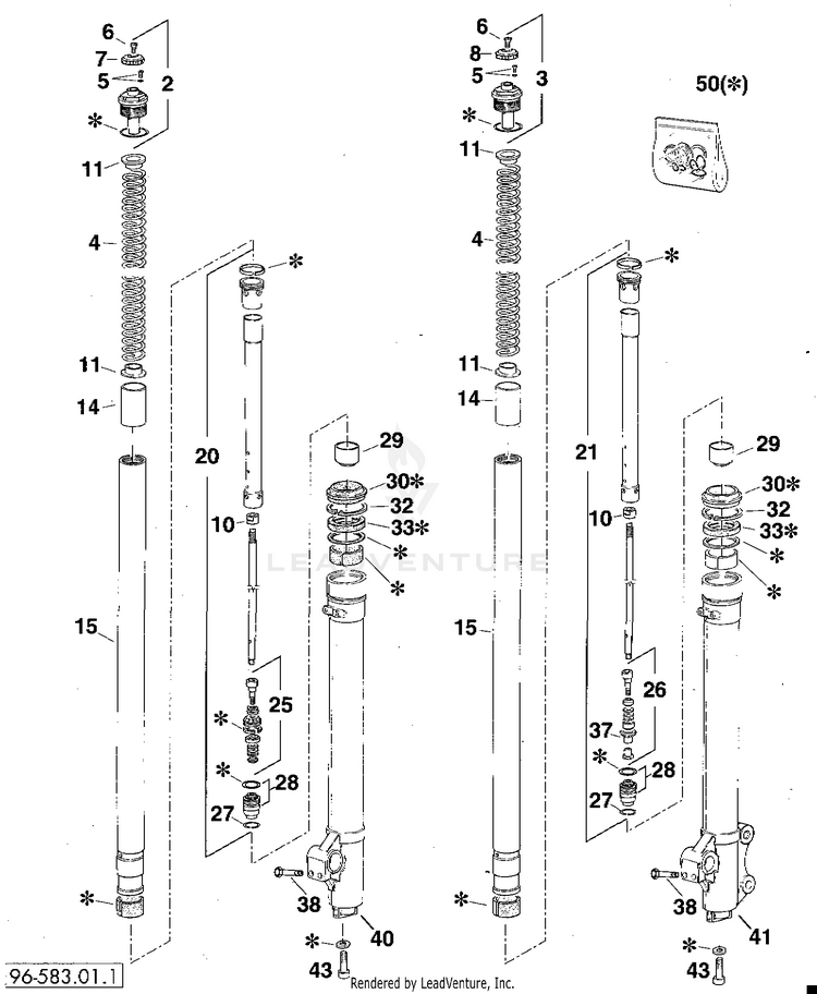 Front Fork Legs Marz. 620 RXC Chassis - 1996 Schematic