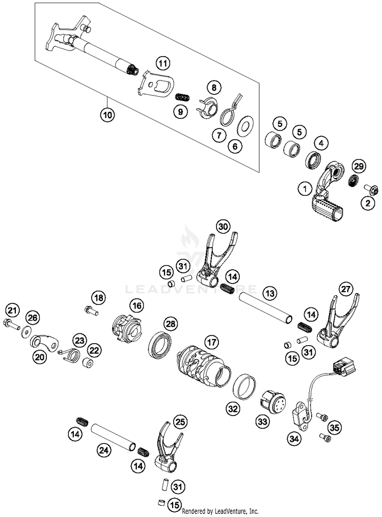 Shifting Mechanism 500 EXC-F ENGINE - 2018 Schematic