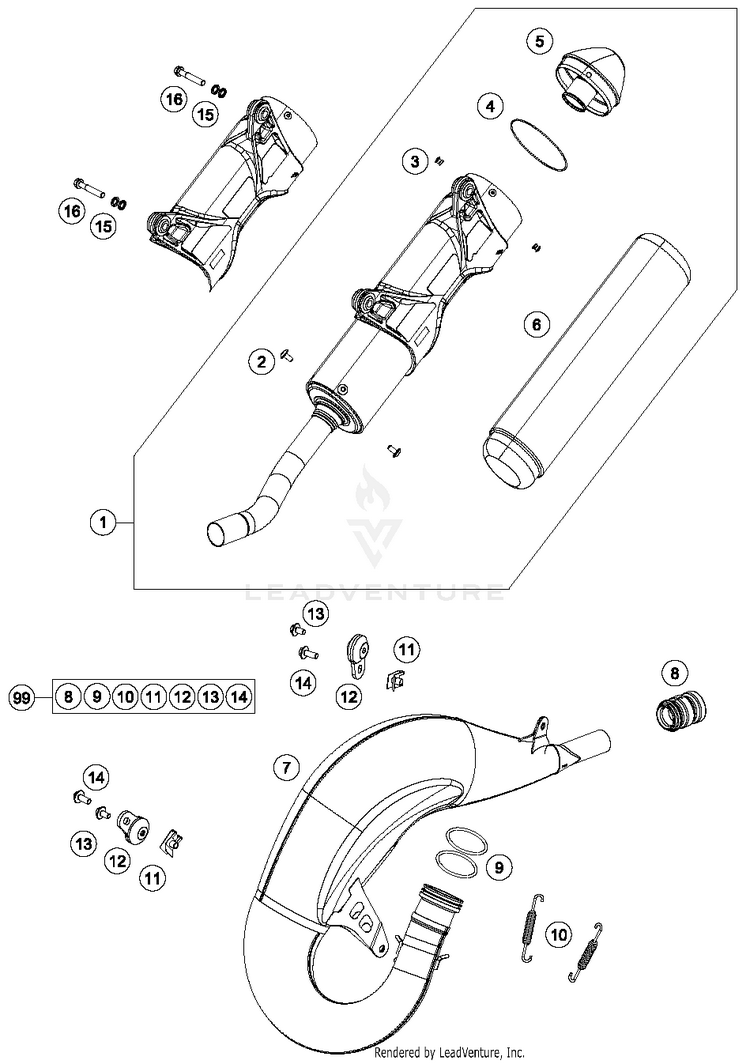 Exhaust System 150 SX Chassis - 2016 Schematic