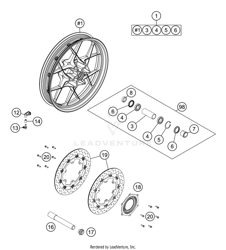 Front Wheel 1290 SUPER ADVENTURE S SILVER CHASSIS - 2020 Schematic