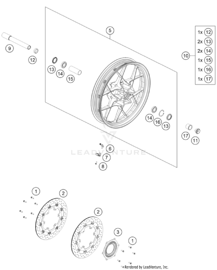 Front Wheel 1290 SUPER ADVENTURE S, grey CHASSIS - 2023 Schematic