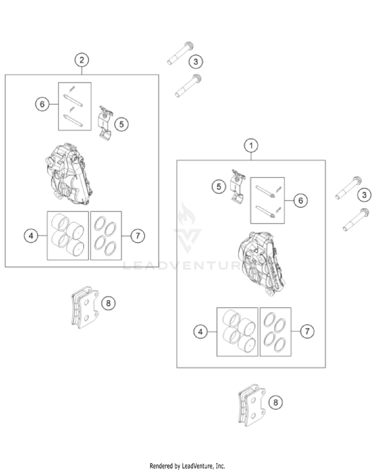 Front Brake Caliper 1290 SUPER ADVENTURE S, orange CHASSIS - 2023 Schematic