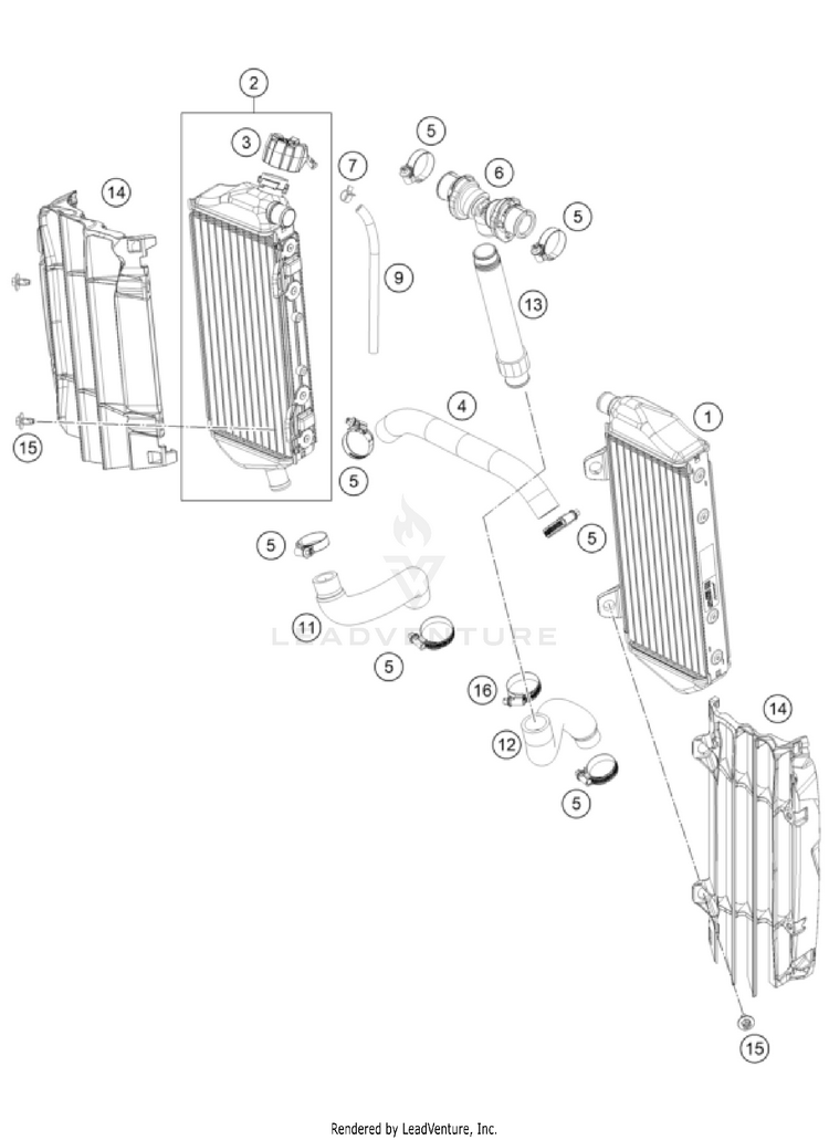 Cooling System 350 XC-F ENGINE - 2024 Schematic