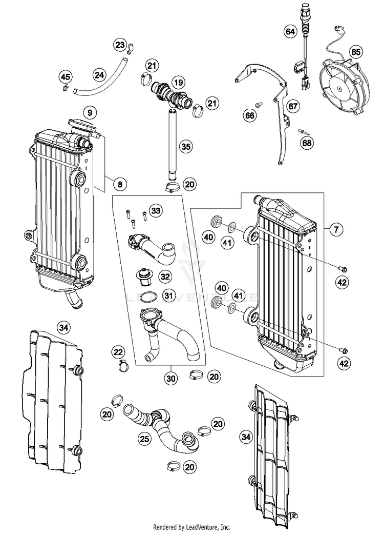 Cooling System 350 XCFW SIXDAYS Engine - 2015 Schematic
