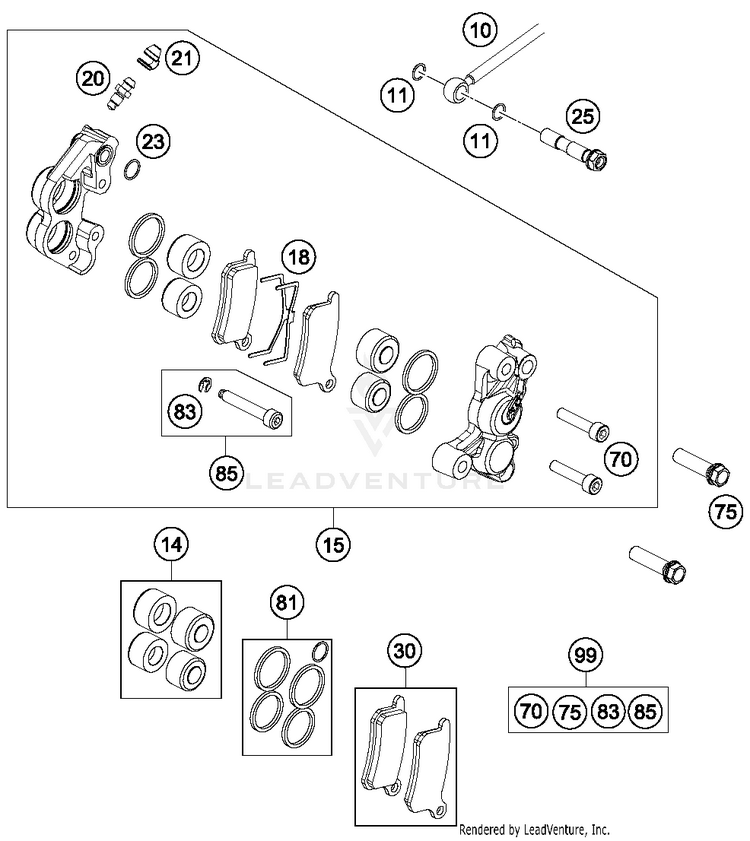 Brak Caliper Front 65 SX Chassis - 2016 Schematic