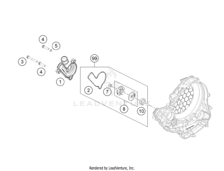 Water Pump 350 SX-F Engine - 2023 Schematic