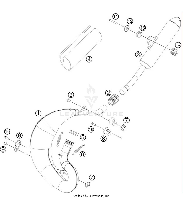 Exhaust System 65 SX Chassis - 2012 Schematic