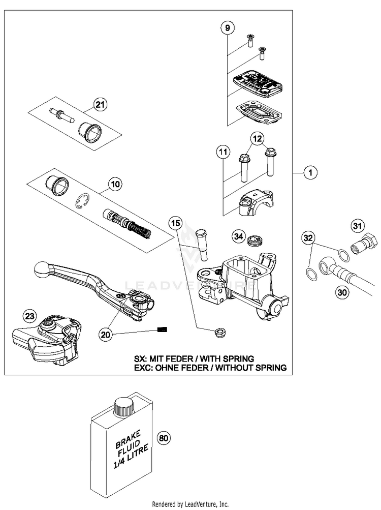 Hand Brake Cylinder 250 SX-F FACTORY EDITION Chassis - 2016 Schematic