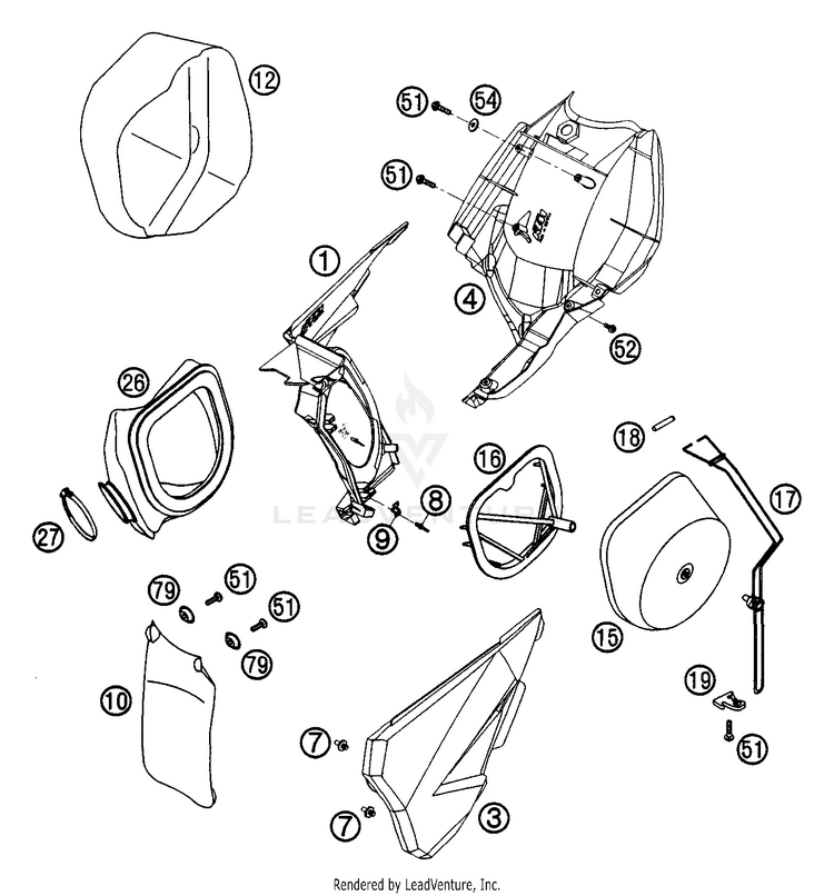 Air Filter Box 200 SX Chassis - 2003 Schematic