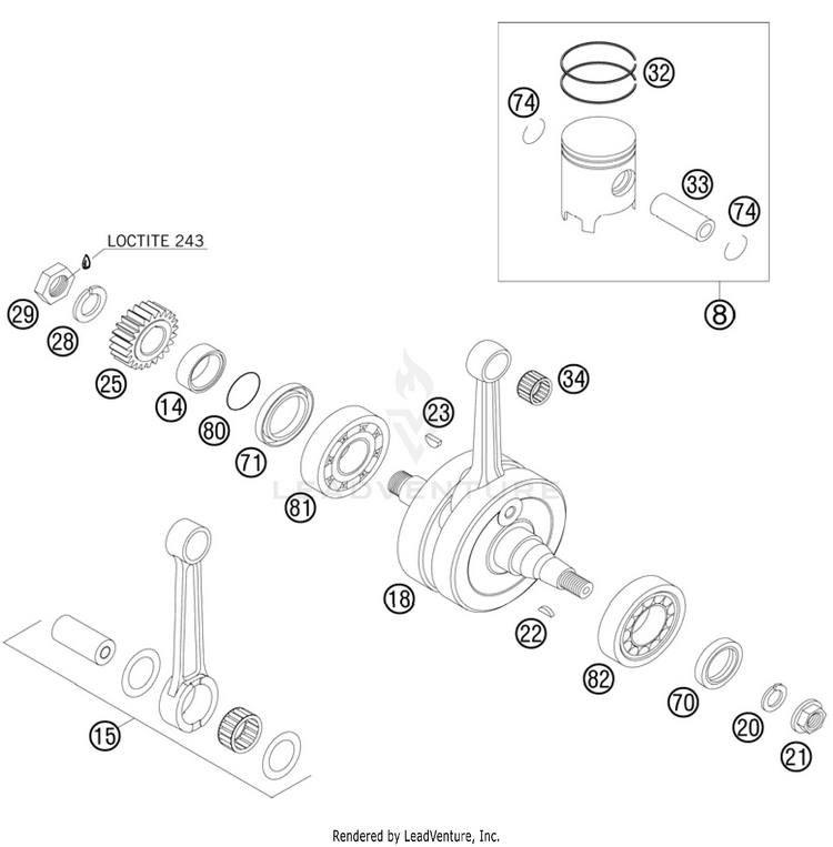Crankshaft, Piston 150 SX Engine - 2011 Schematic