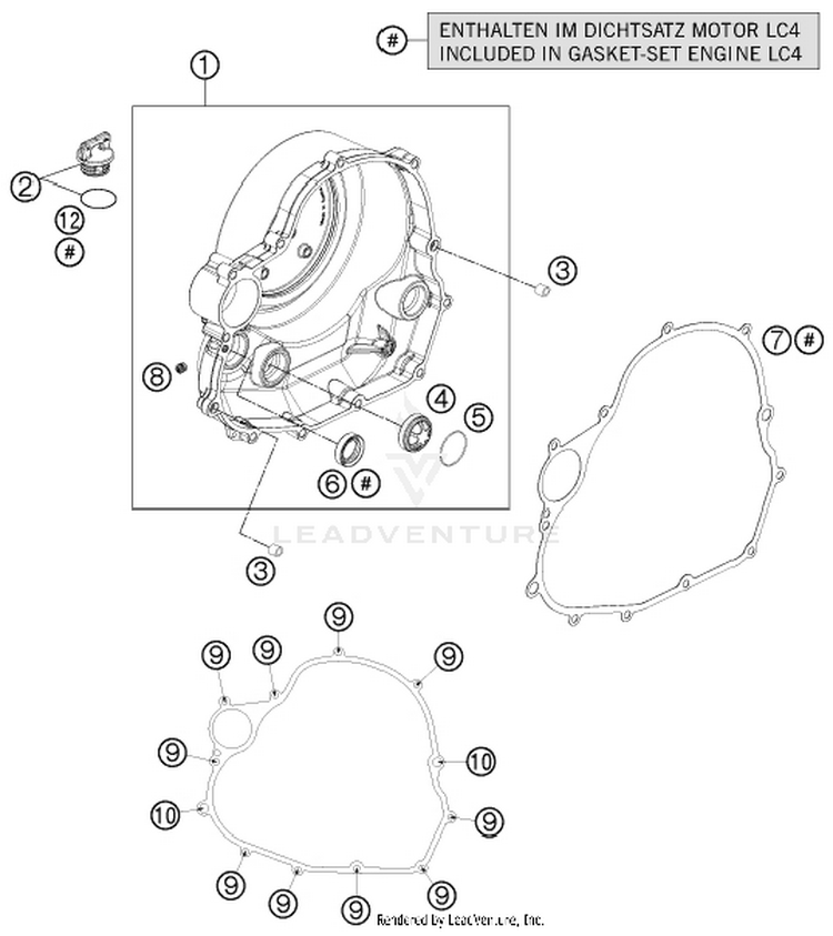 Clutch Cover 690 ENDURO R Engine - 2016 Schematic