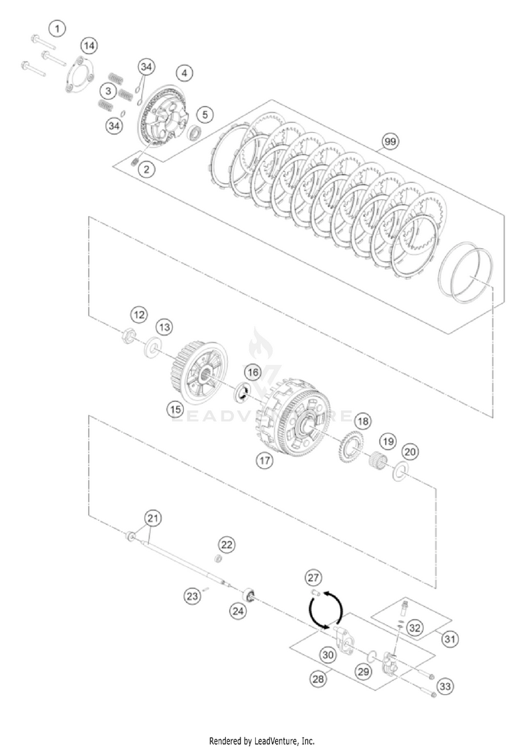 Clutch 1290 SUPER ADV. S/R Engine - 2022 Schematic