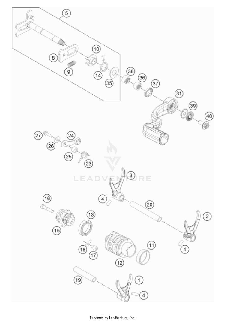 Shifting Mechanism 300 XC TPI Engine - 2022 Schematic
