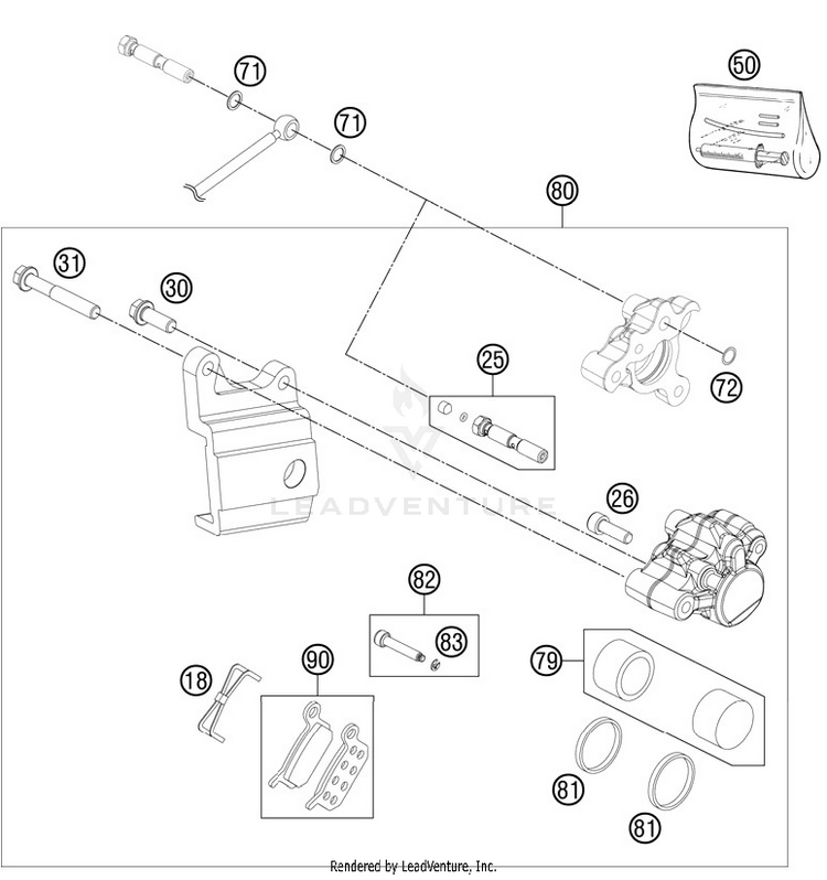 Brake Caliper Rear 50 SX Mini Chassis - 2012 Schematic