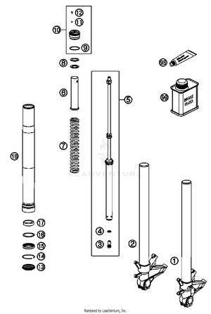 Front Fork, Disassembled Schematic
