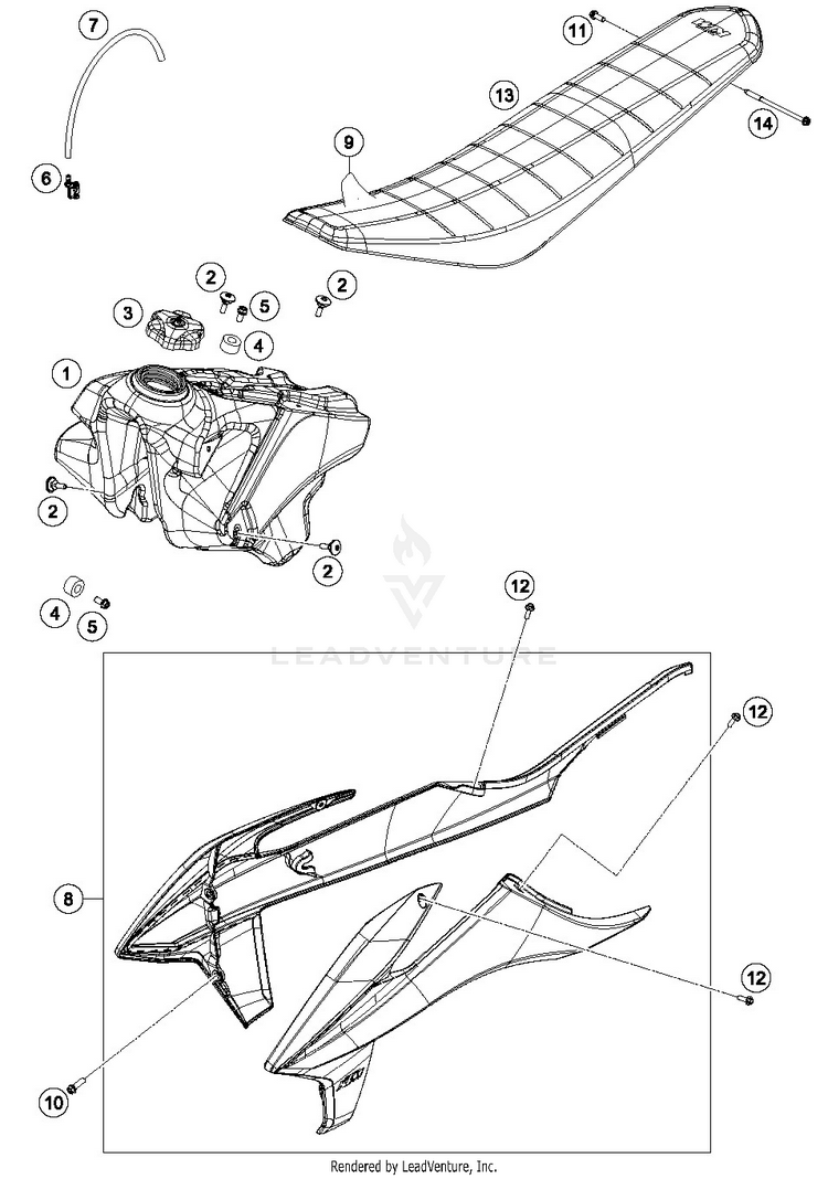 Tank, Seat 250 SX-F CHASSIS - 2019 Schematic