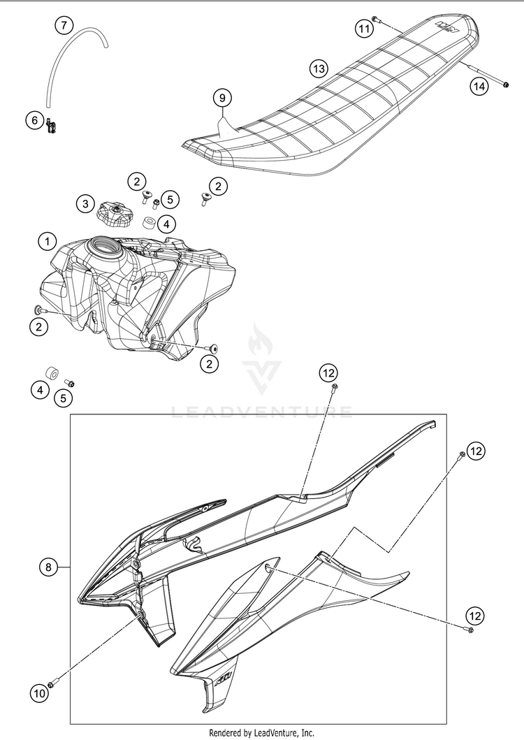 Tank, Seat 350 SX-F CHASSIS - 2020 Schematic