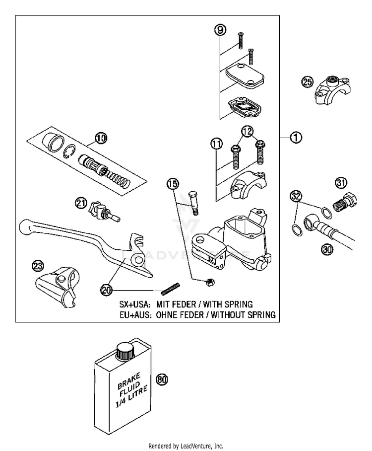 Hand Brake Cylinder 200 XC Chassis - 2007 Schematic