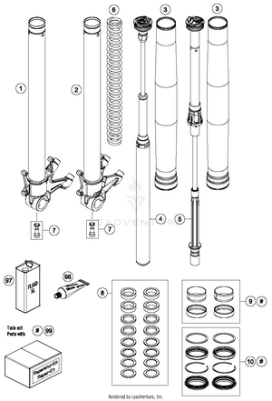 Front Fork Disassembled Schematic