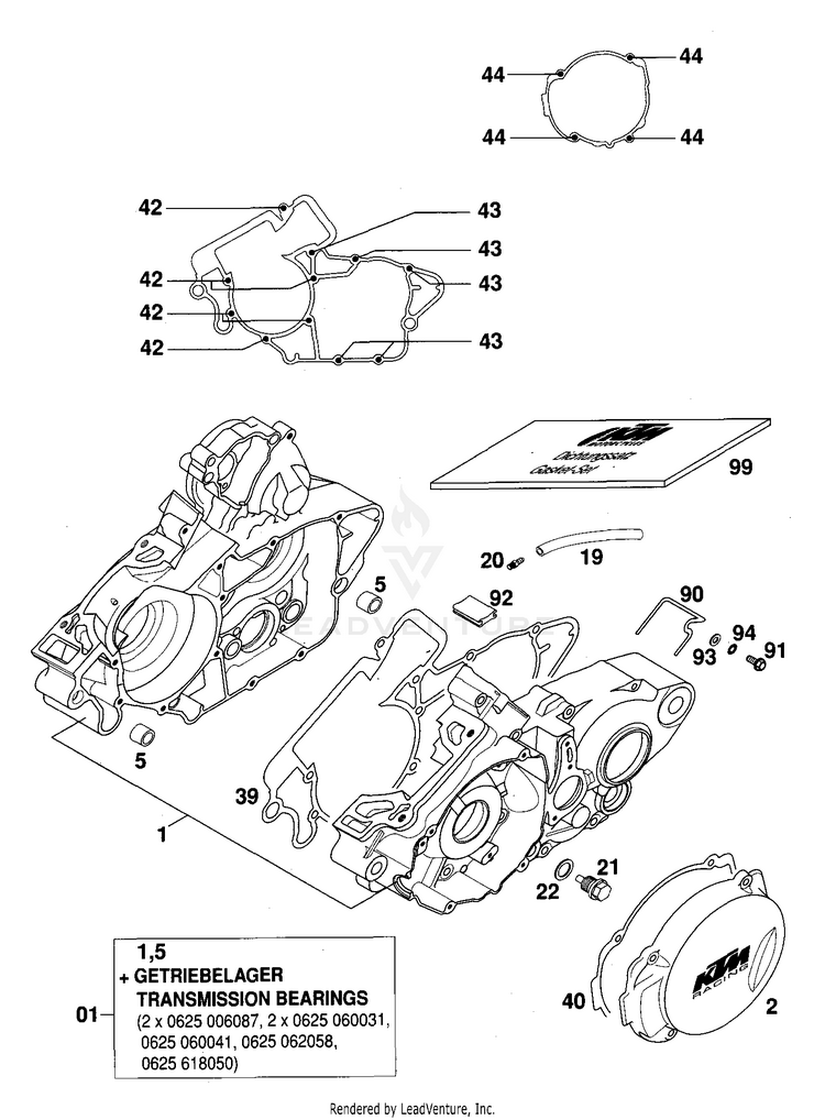 Engine Case With Oilpump 200 EXC Engine - 2000 Schematic