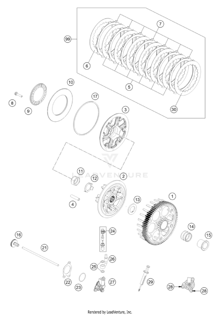 Clutch 350 SX-F Engine - 2022 Schematic