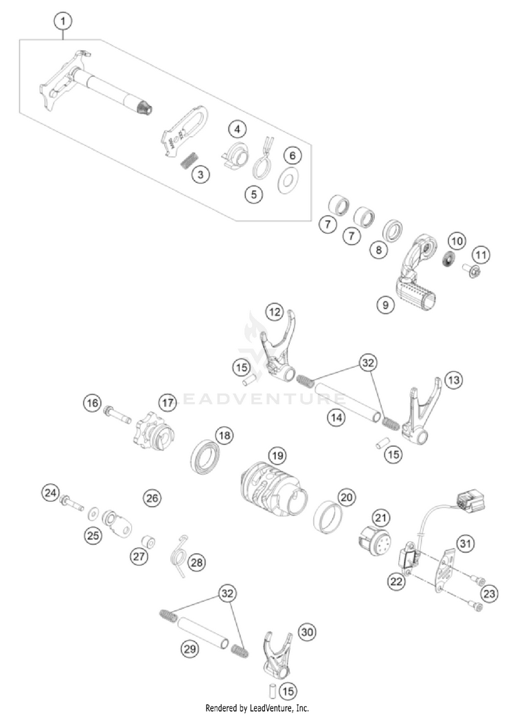 Shifting Mechanism 350 XC-F ENGINE - 2024 Schematic
