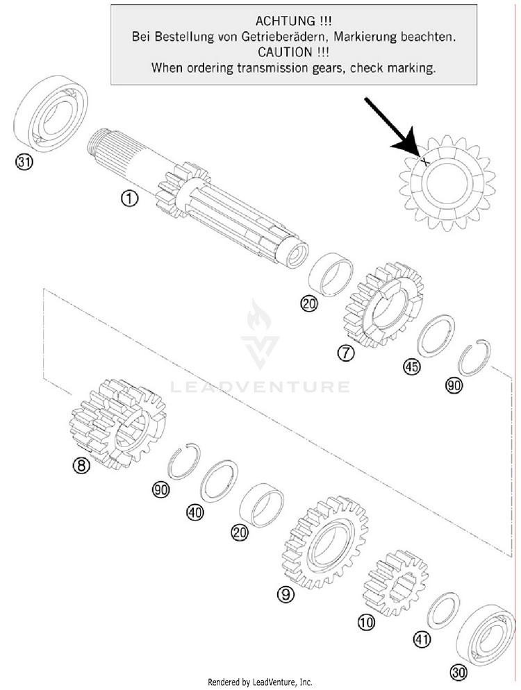 Transmission I - Main Shaft 150 XC Engine - 2012 Schematic