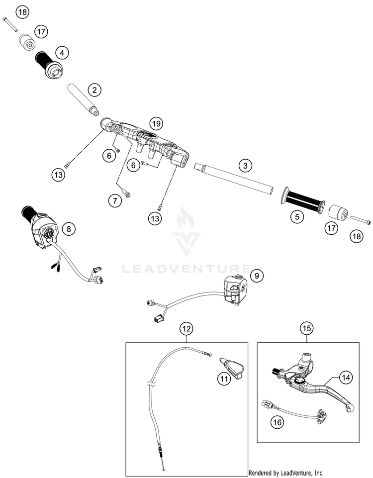 Handlebar, Controls RC 390 BLACK CHASSIS - 2018 Schematic