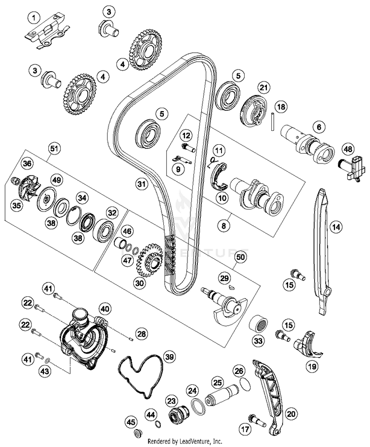 Timing Drive 350 XCFW SIXDAYS Engine - 2015 Schematic