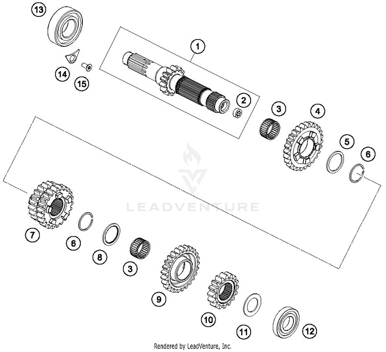 Transmission I - Main Shaft 250 XC-W TPI ENGINE - 2019 Schematic