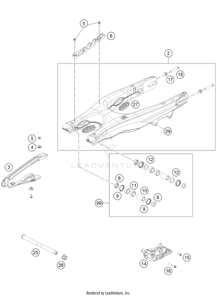 Swing Arm 250 SX CHASSIS - 2023 Schematic