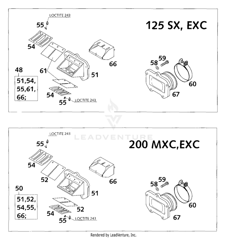 Reed Valve Case 200 EXC Engine - 2001 Schematic