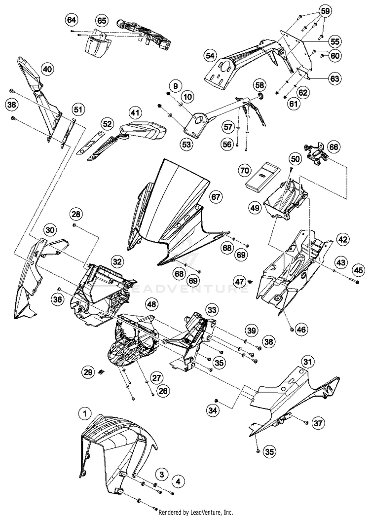 Mask, Fenders RC 390 WHITE Chassis - 2016 Schematic