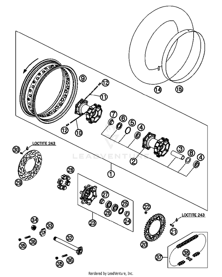 Rear Wheel 690 Supermoto Orange Chassis - 2007 Schematic