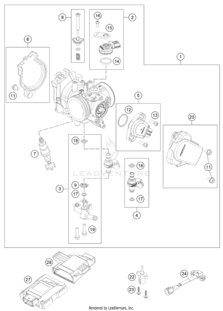 Throttle Body 350 EXC-F ENGINE - 2026 Schematic