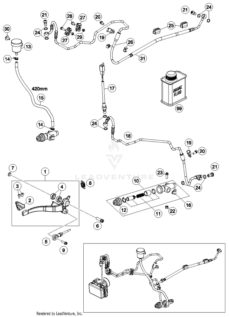 Rear Brake Control 690 ENDURO R Chassis - 2016 Schematic