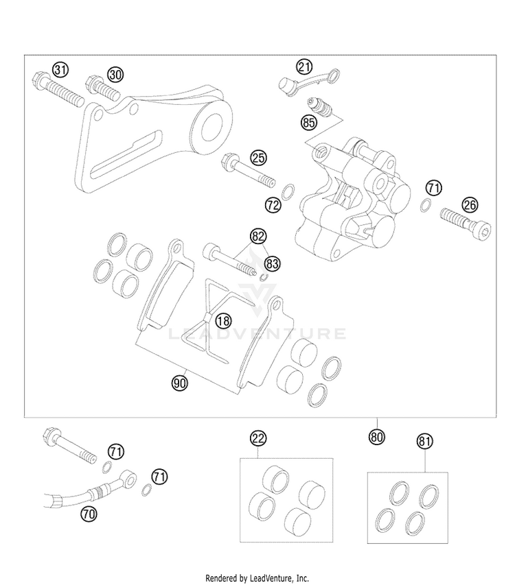 Brake Caliper Rear 85 XC Chassis - 2009 Schematic