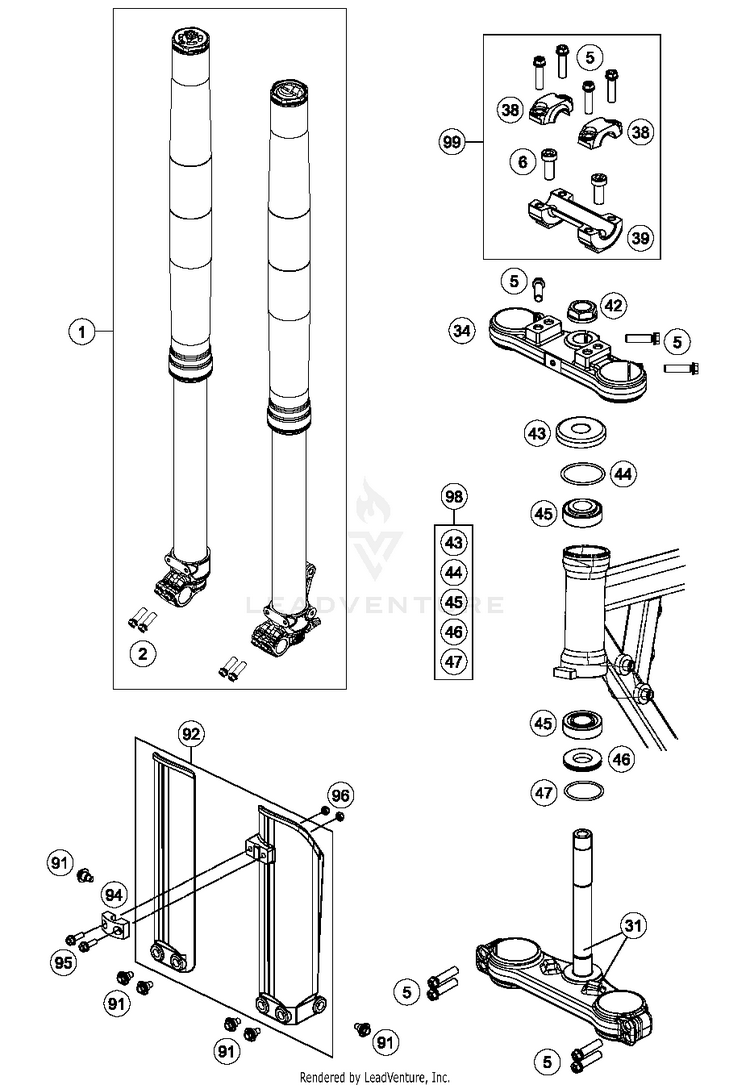 Front Fork, Triple Clamp 50 SX CHASSIS - 2017 Schematic