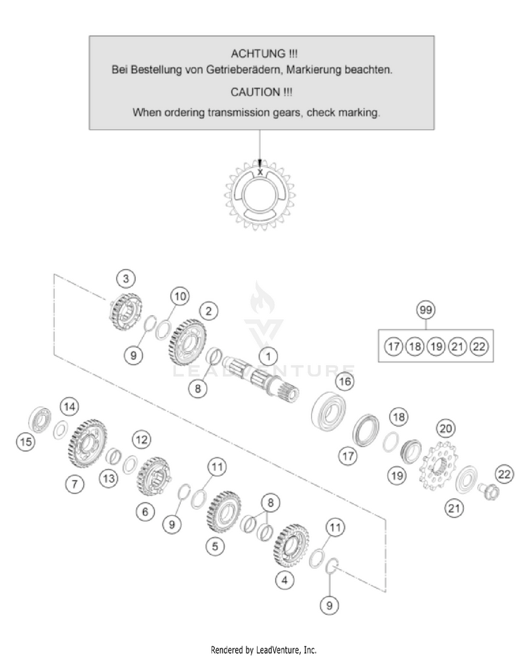 Transmission Ii - Countershaft 125 SX/XC Engine - 2023 Schematic