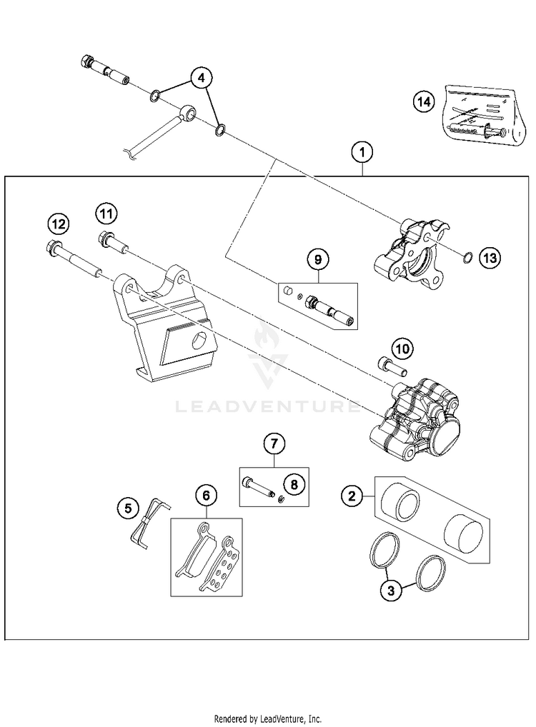 Brake Caliper Rear 50 SX MINI CHASSIS - 2017 Schematic