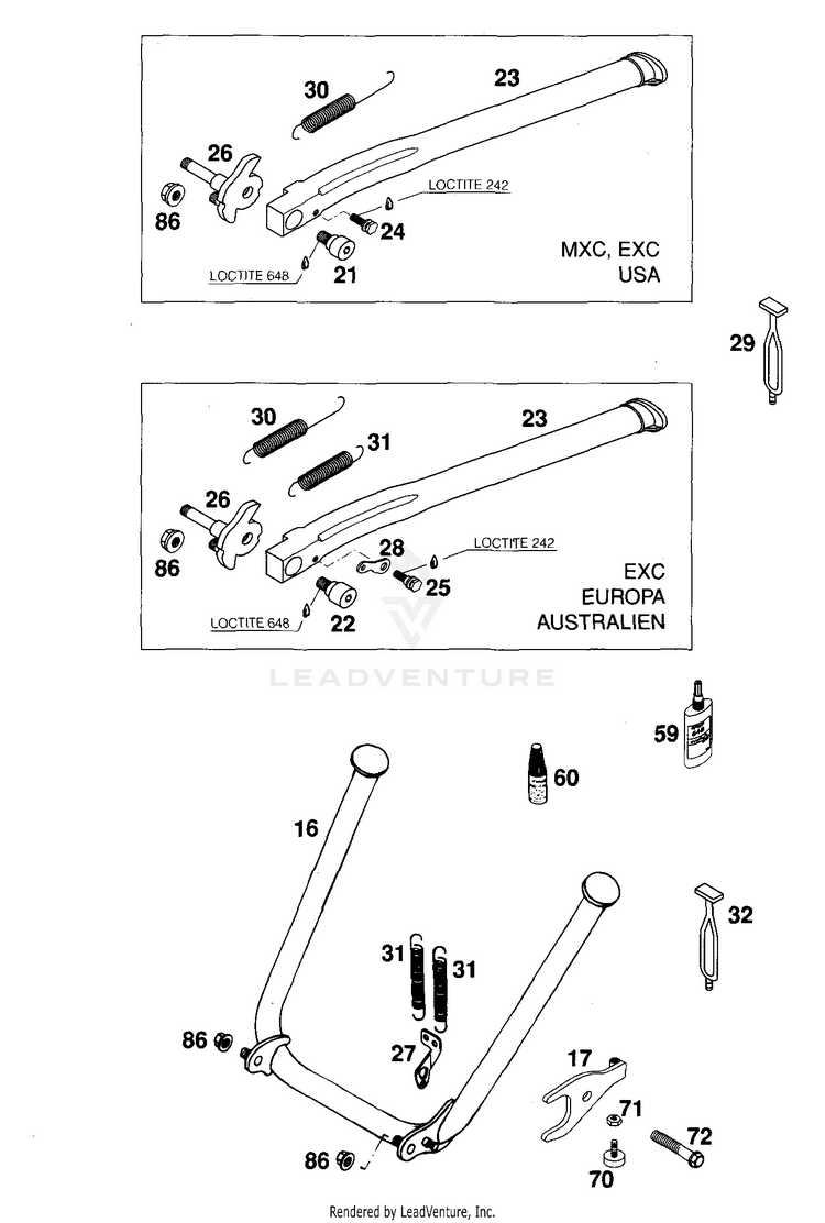 Side And Center Stand 125 EXC Chassis - 2000 Schematic