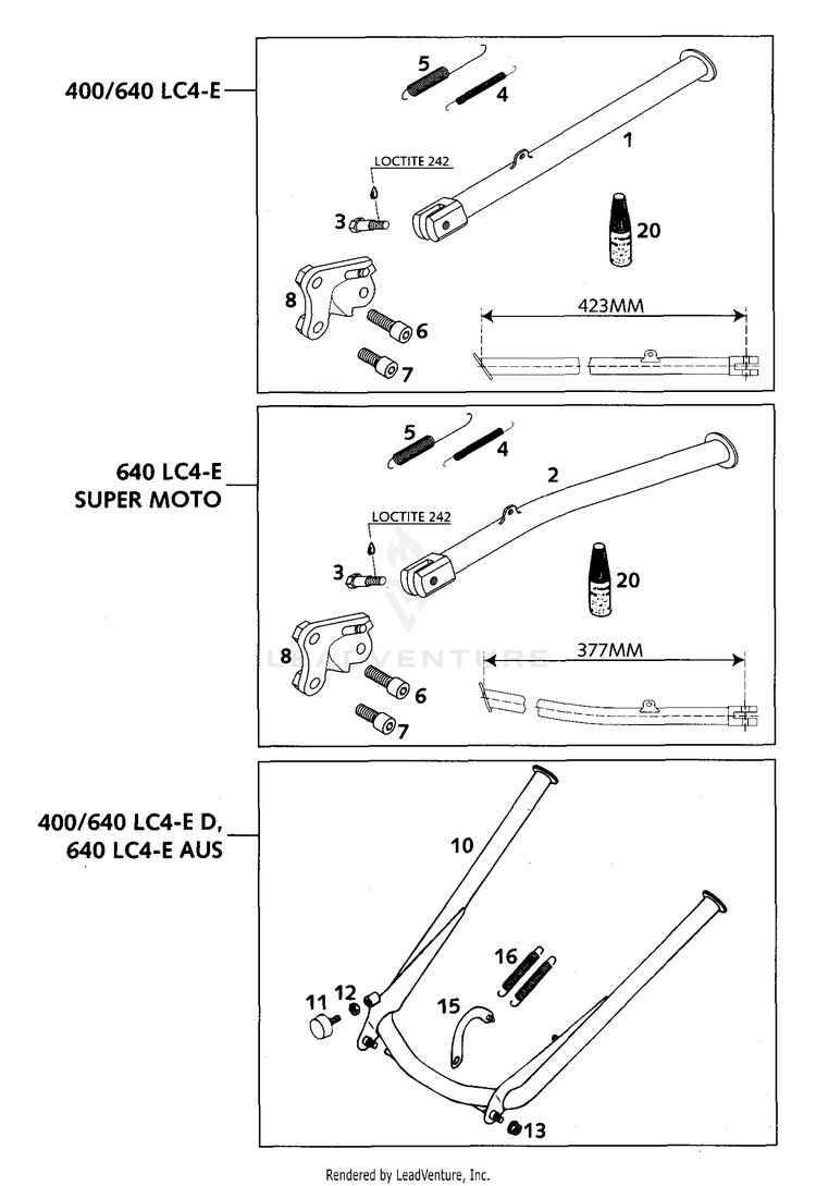Side And Center Stand 640 LC4-E Chassis - 2000 Schematic