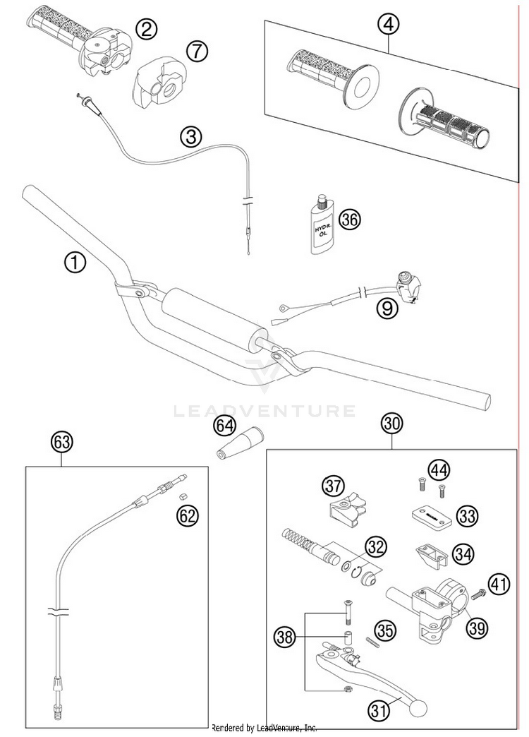 Handlebar, Controls 65 SX Chassis - 2012 Schematic