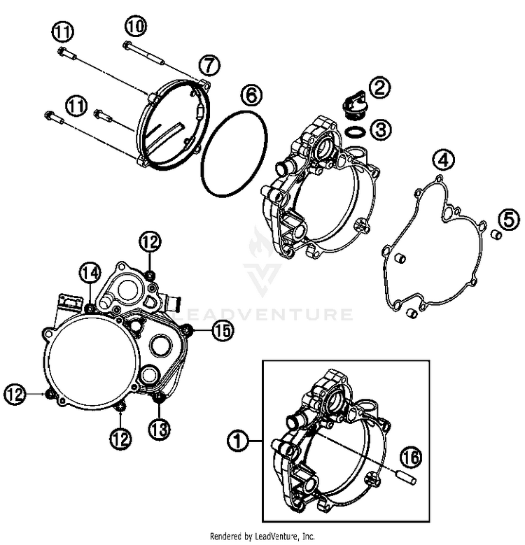 Clutch Cover 50 SX Mini Engine - 2013 Schematic