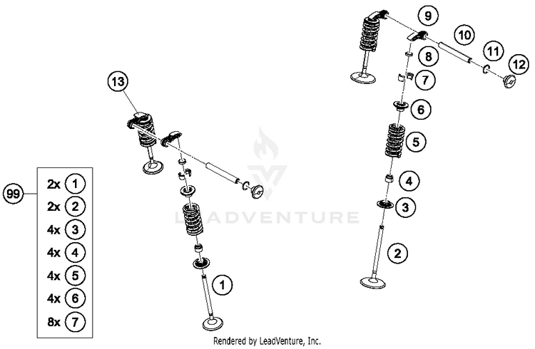 Valve Drive RC 390 WHITE Engine - 2015 Schematic
