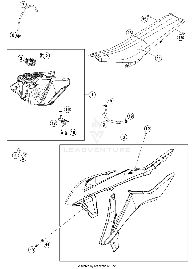 Tank, Seat, Cover 150 SX CHASSIS - 2017 Schematic